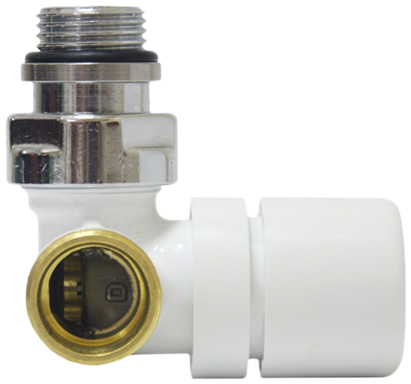 

Кран-термостат Carlo Poletti FIRST CORNER трехосевой DX (правый) 1/2" х 24-19 белый (V176111EDX)