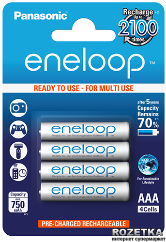 

Акумулятор Panasonic eneloop AAA 750 мАг Ni-MH 4 шт (BK-4MCCE/4BE)