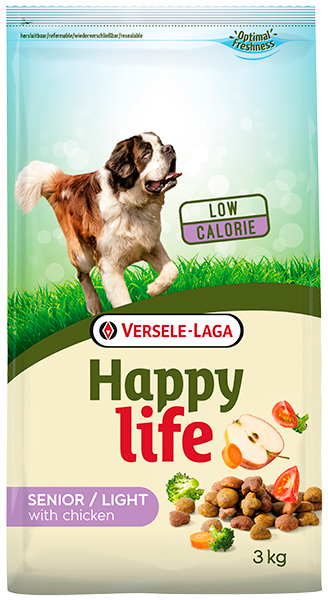 

Cухой корм для взрослых собак Happy Life Лайт Сеньор со вкусом курицы 3 кг