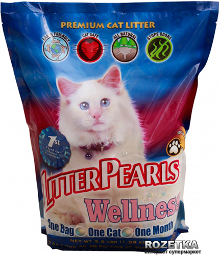 Акція на Наполнитель для кошачьего туалета Litter Pearls Wellness Кварцевый впитывающий 1.59 кг (3.4 л) (633843107041) від Rozetka UA