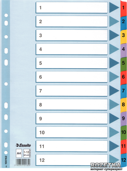 

Картонные разделители Esselte Mylar А4 1-12 (100162)