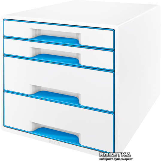 

Шкафчик Leitz WOW CUBE 4 ящика Белый с голубым (5213-20-36)