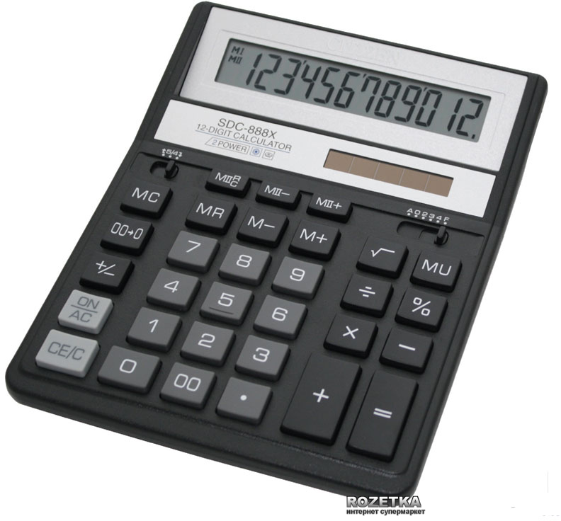 

Калькулятор электронный Citizen 12-разрядный (SDC-888XBK)