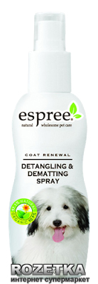 

Спрей Espree Detangling & Dematting Spray для удаления колтунов, снижения сбитости шерсти, распутывания шерсти 355 мл