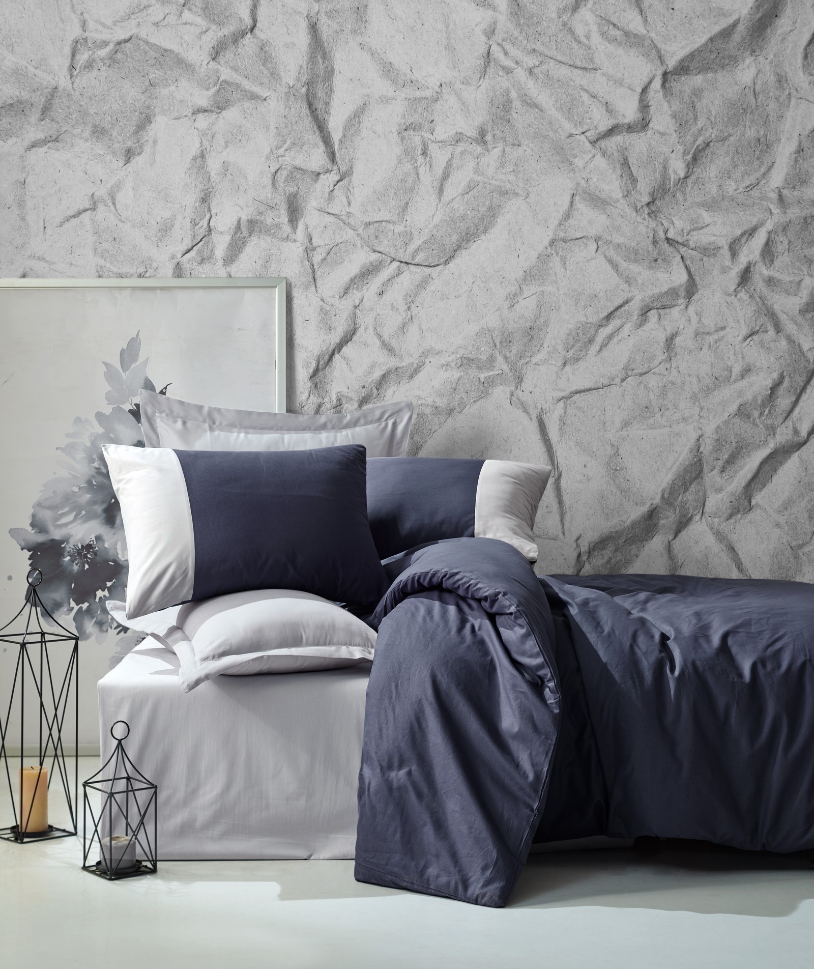 

Комплект постельного белья Cotton Box Plain Lacivert Gri 200х220