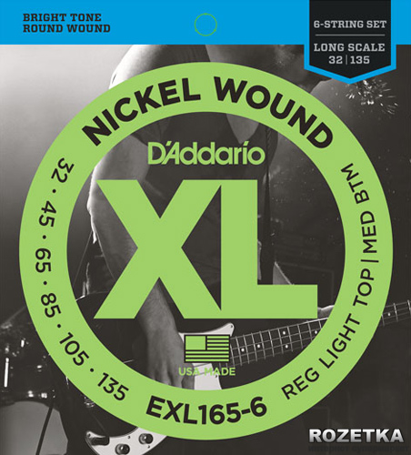 

D'Addario EXL165-6 XL Nickel Wound Bass Regular Light Top / Medium Bottom 6-String (32-135)