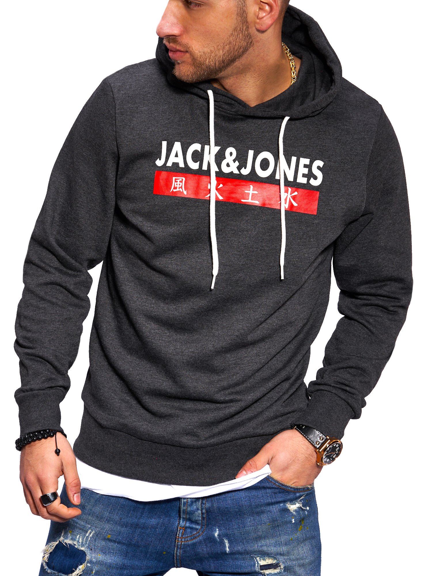 

Худи Jack & Jones Dark Grey Melange  темно-серый, Худи Jack & Jones Dark Grey Melange L темно-серый