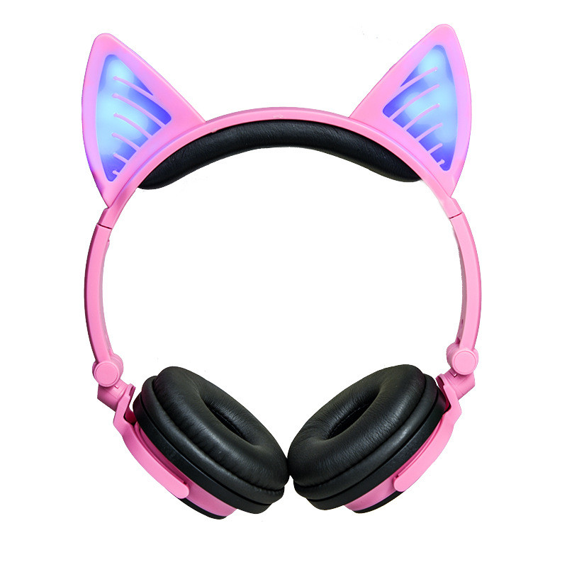 Bluetooth наушники LINX BL108A с кошачьими ушками LED Розовые (SUN0482 ...
