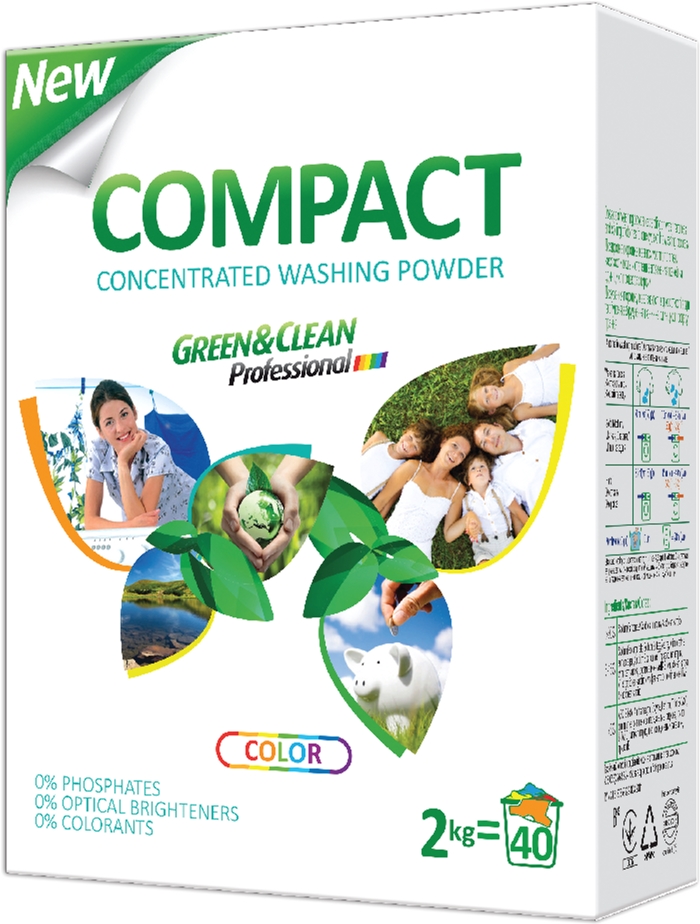 

Стиральный порошок Green&Clean Professional Compact для цветной одежды 2 кг