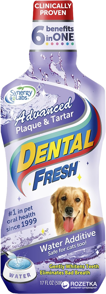 

Жидкость SynergyLabs Dental Fresh Advanced от зубного налета и запаха из пасти собак и кошек 503 мл (736990000170)