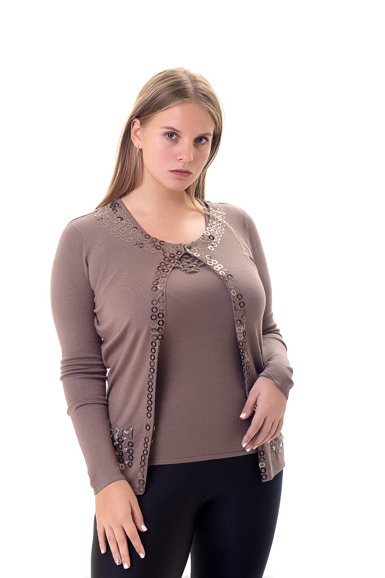 

Кофта с майкой 50 бежевая