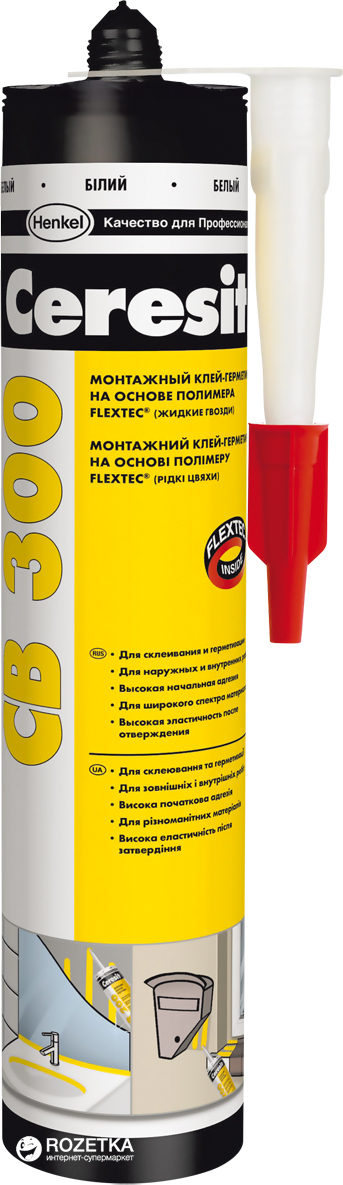 

Клей-герметик Ceresit CB 300 на основе полимера Flextec®, 400 г (белый) (1683009)