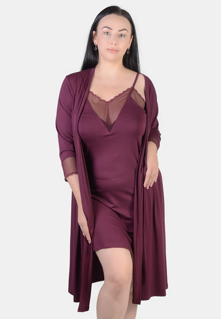 

Комплект (халат, ночная рубашка) N.EL. 1126-92 XXL марсала