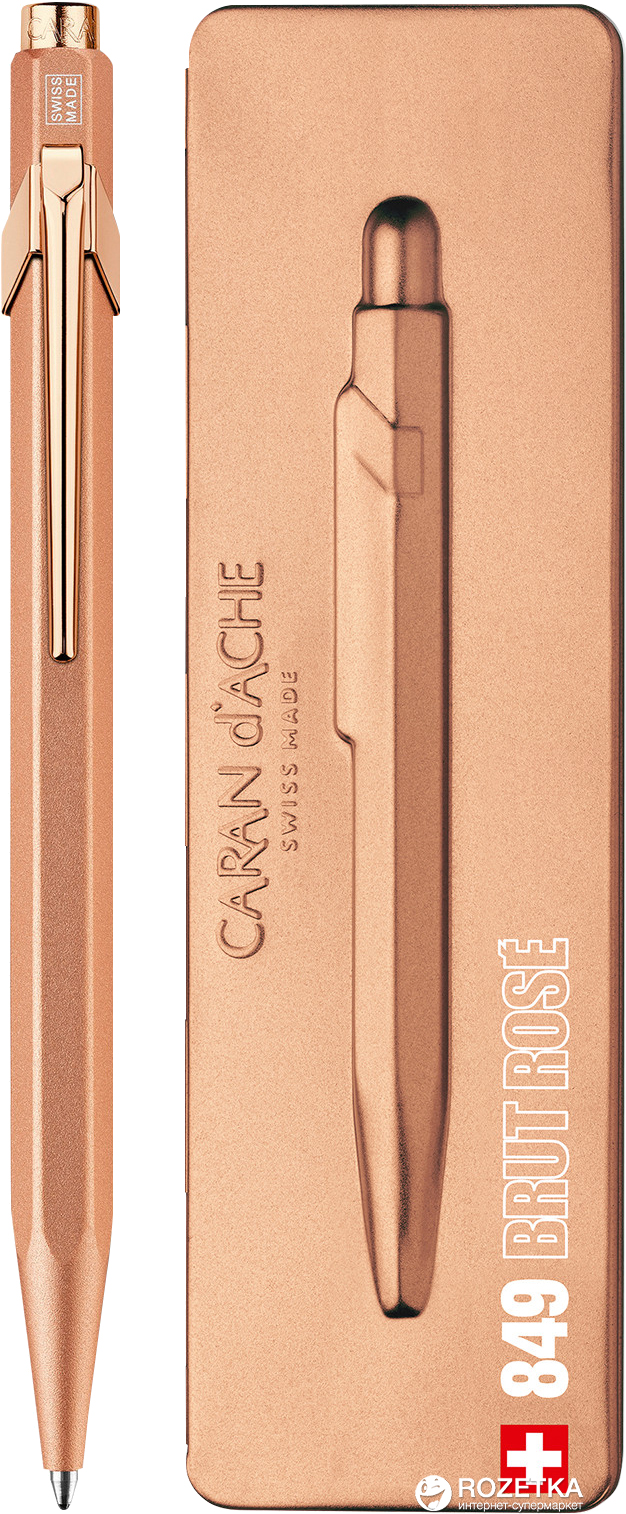 

Ручка шариковая Caran d'Ache 849 Синяя 0.7 мм Розовый золотистый корпус в подарочном футляре (7630002328869)