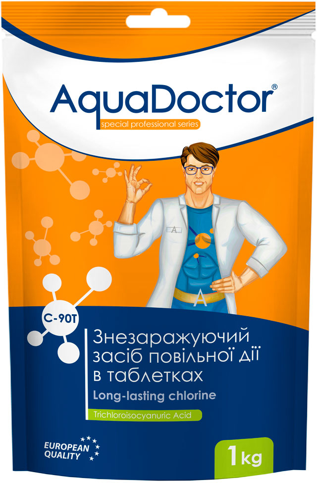 

Дезинфектант на основе хлора длительного действия AquaDoctor C90-T 1 кг