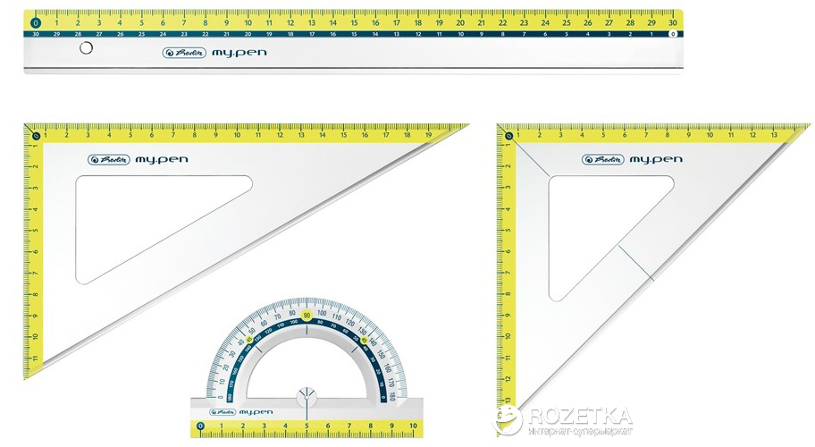 

Набор геометрический 4 предмета Herlitz My Pen Sport небьющийся пластик Прозрачный с желтым (11368222S)