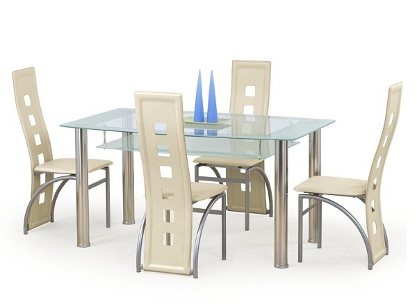 

Стеклянный стол с полкой Halmar Cristal 150x90x77 см Прозрачный/Матовый