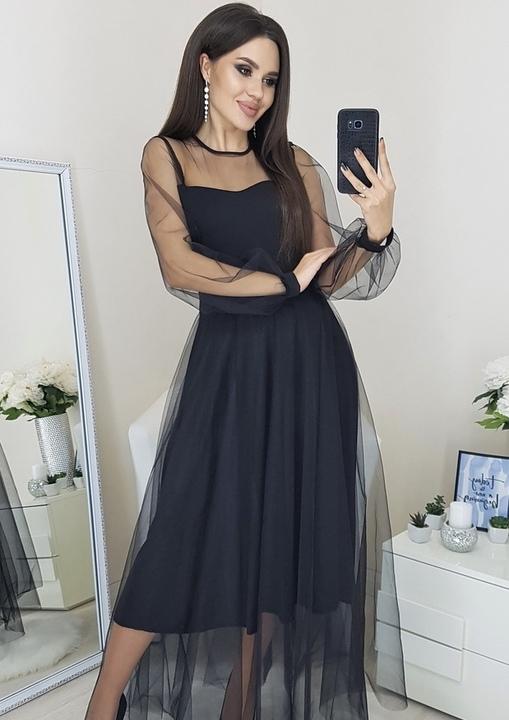 

Платье G&M k-61337 46-48 Размер цвет черный/черная сетка