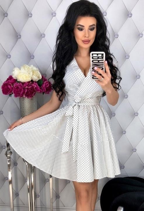 

Платье G&M k-54430 42-44 Размер цвет белый в горошек