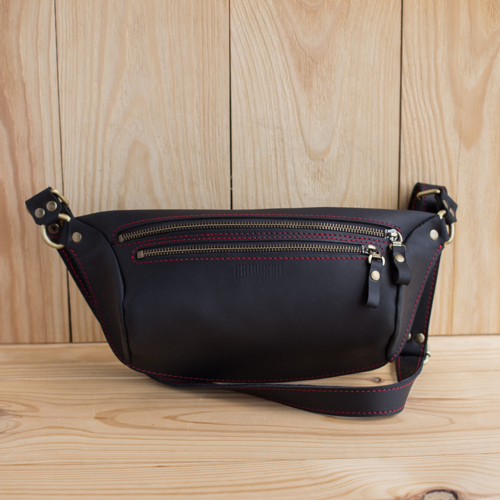 

Сумка бананка поясная из натуральной кожи Scout черная