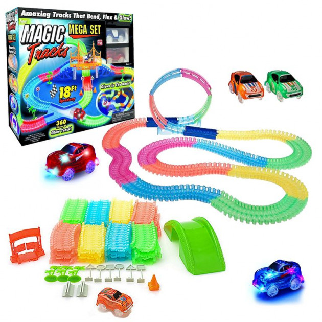 

Гоночная трасса Magic Tracks на 2 машинки с мостом 360 деталей