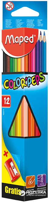 

Карандаши цветные Maped Color Peps Classic 12 цветов + точилка (MP.183213)
