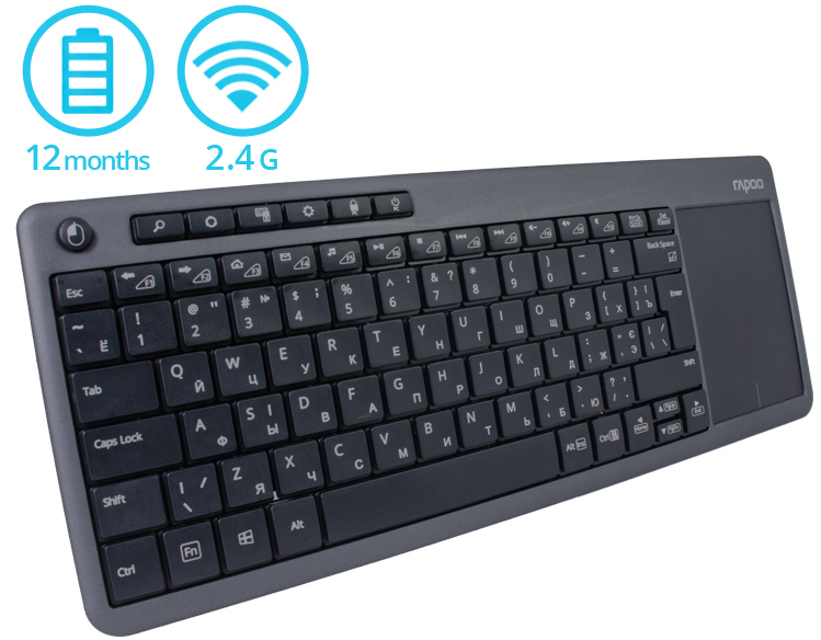 

Клавиатура беспроводная Rapoo K2600 Touchpad Grey