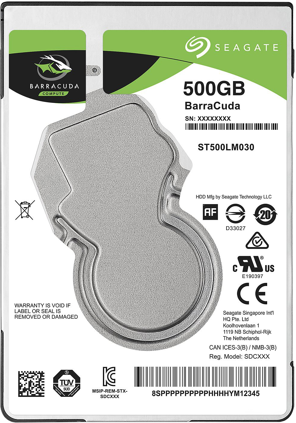 Жесткий диск Seagate BarraCuda HDD 500GB 5400rpm 128MB ST500LM030