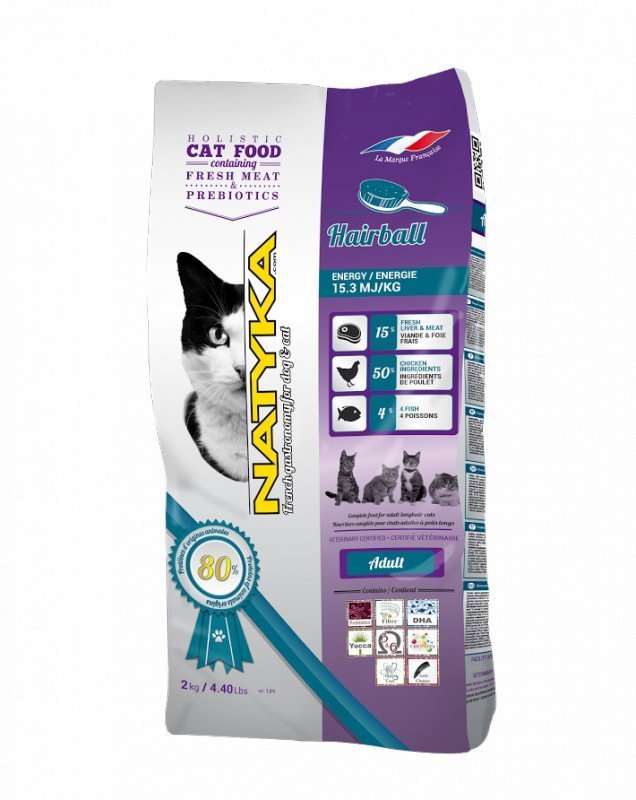 

Сухой полнорационный корм Natyka Cats Hairball 2 кг (3760240680673)