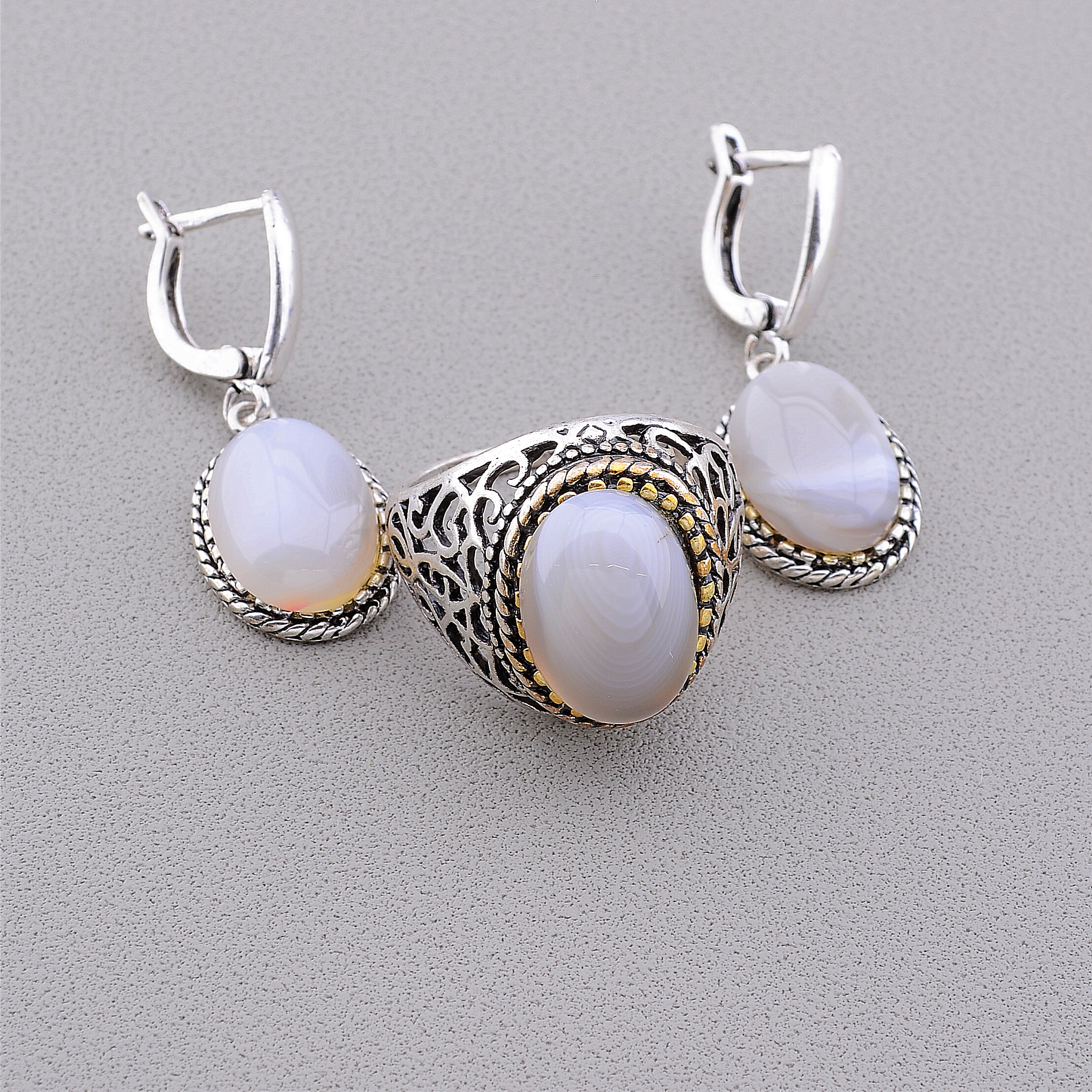

Серьги+Кольцо Агат (Серебро) 034909-160