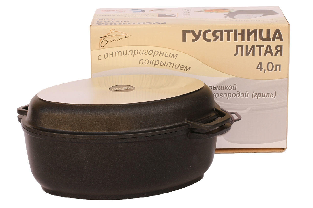 

Гусятница антипригарная Biol - 4 л с крышкой-грилем