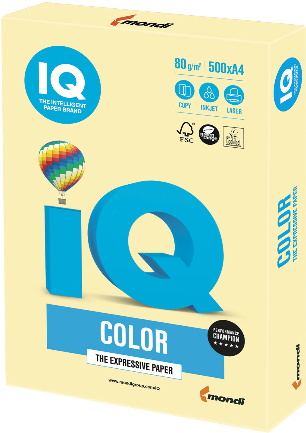 

Бумага IQ Color YE23 Yellow светло - желтый А4 80г/м2 500 листов (9003974400211)