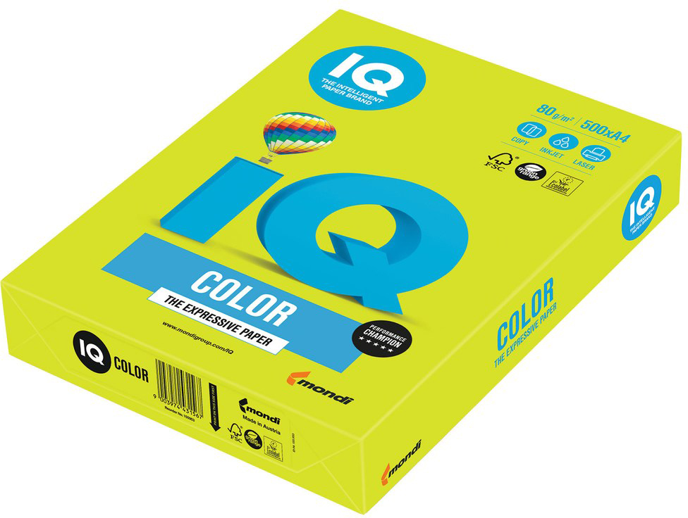 

Бумага IQ Color Neon Neogn зеленый А4 80г/м2 500 листов (9003974412030)