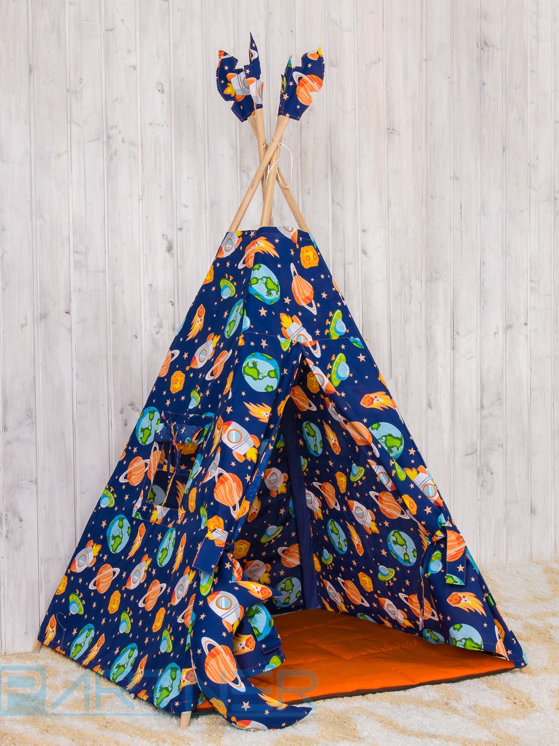 

Детская Палатка - Вигвам «Космический Путь» от 3-х лет 100% Коттон Матрасик + 1 Подушка Разноцветный