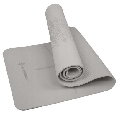 

Коврик мат для йоги и фитнеса Springos Tpe 6 мм Grey (SKL41-277733)