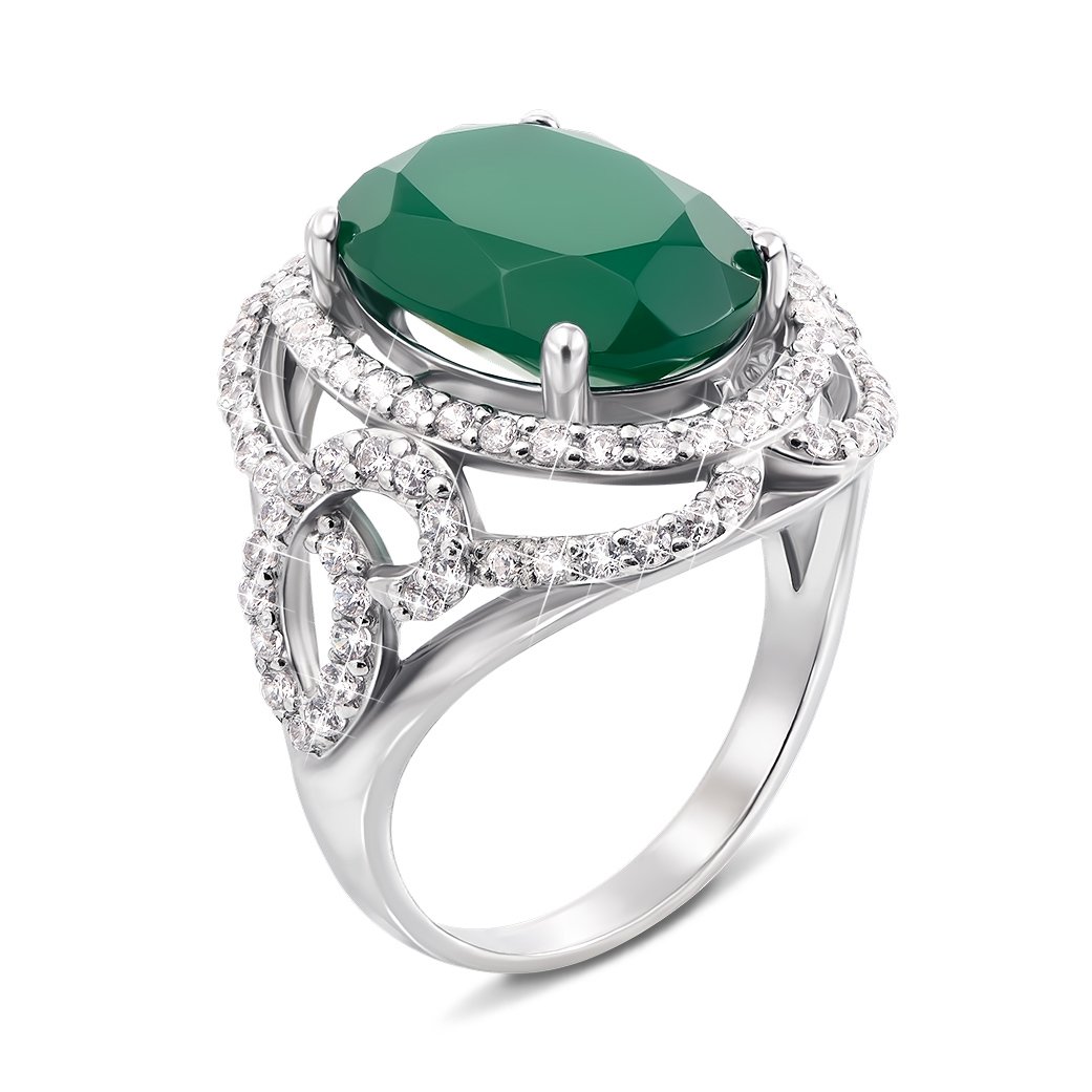 

Серебряное кольцо с агатом и цирконием 000136157 17 размера