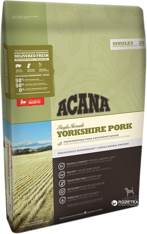

Сухой гипоаллергенный корм для собак всех пород ACANA Yorkshire Pork 6 кг (a57260)