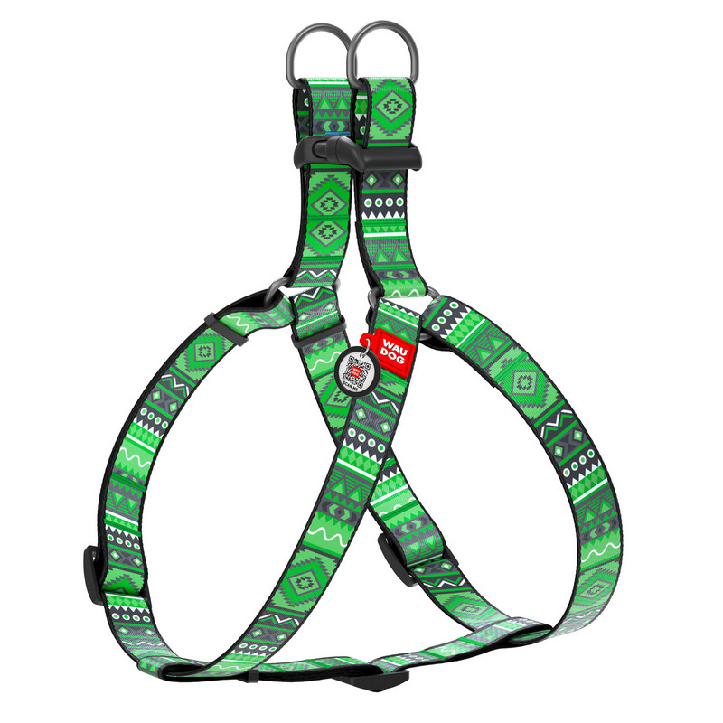 

Шлея WAUDOG Nylon Этно зелёный нейлон разноцветный с QR паспортом 4625 (4823089314525)