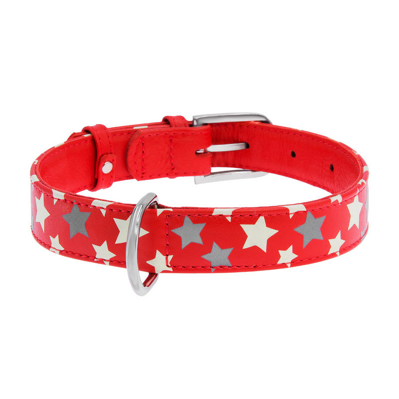 

Ошейник WAUDOG Glamour кожа красный с узором Звездочка 35873 (4823089301341)
