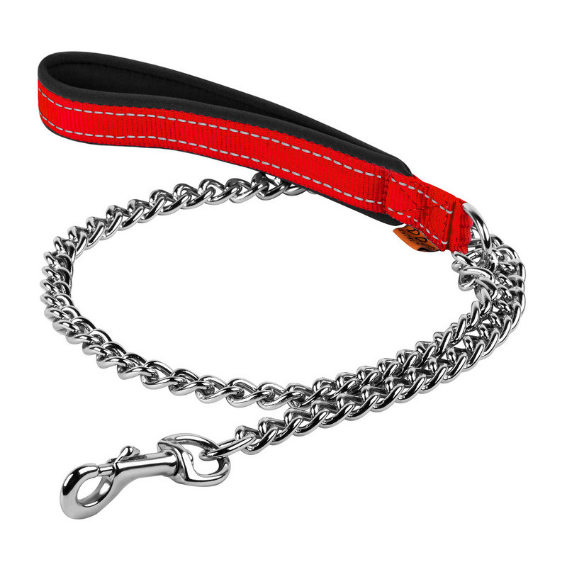 

Поводок-цепь DOG Extreme нейлон красный с прорезиненной ручкой 43063 (4820082494391)