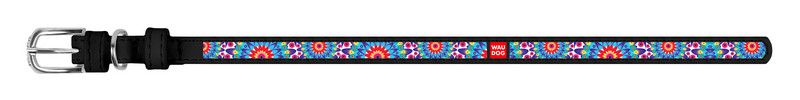 

Ошейник WAUDOG Design Цветы кожа черный 37871 (4823089309934)