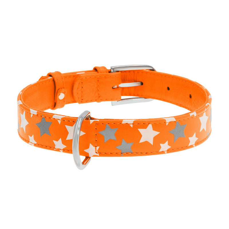 

Ошейник WAUDOG Glamour кожа оранжевый с узором Звездочка 35864 (4823089301273)