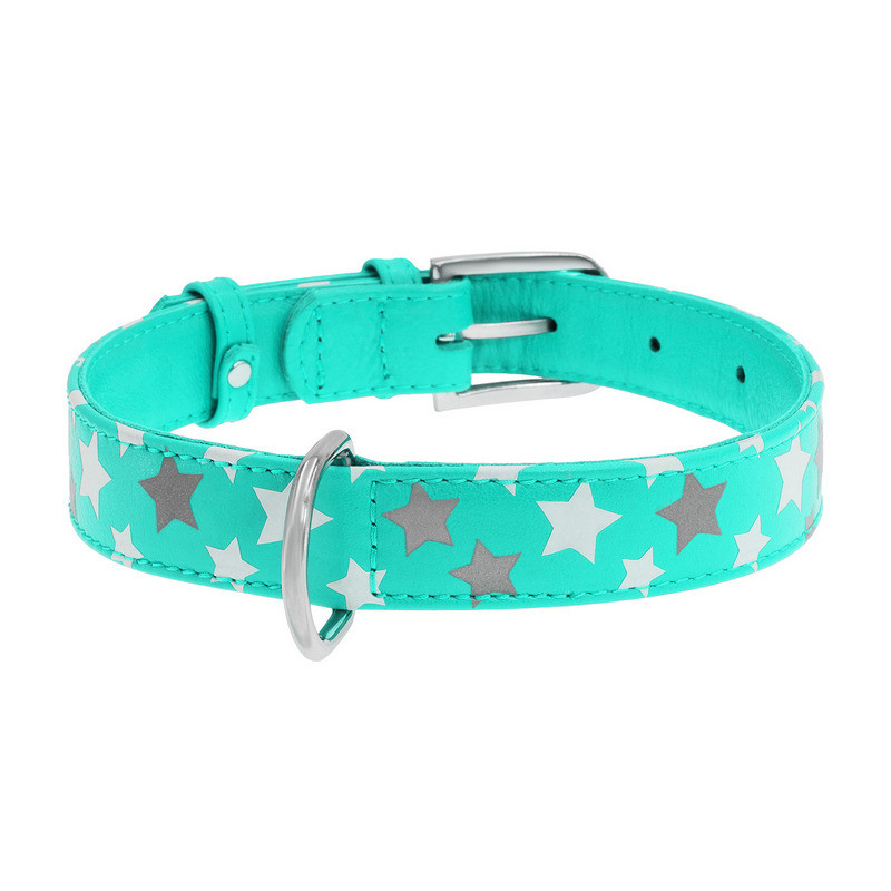 

Ошейник WAUDOG Glamour кожа ментоловый с узором Звездочка 358613 (2035861300004)