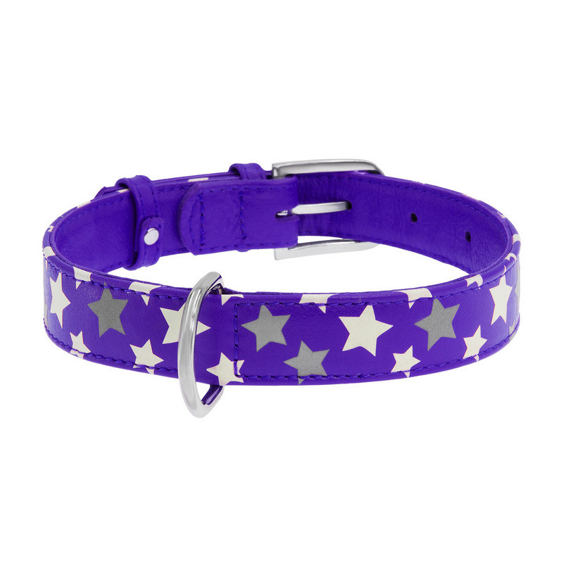 

Ошейник WAUDOG Glamour кожа фиолетовый с узором Звездочка 35879 (4823089301396)