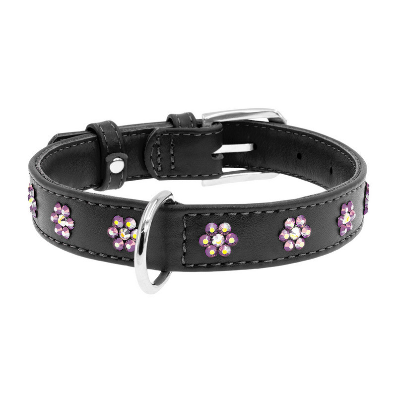 

Ошейник WAUDOG Glamour кожа черный с клеевыми стразами Цветочек 32021 (4820082499266)