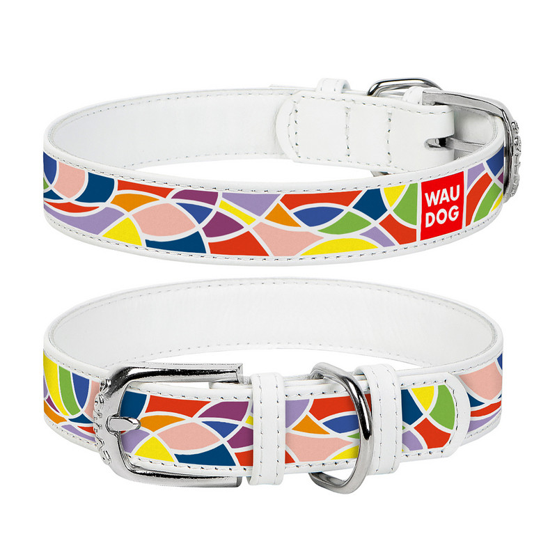 

Ошейник WAUDOG Design Витраж кожа белый 366715 (4823089312972)