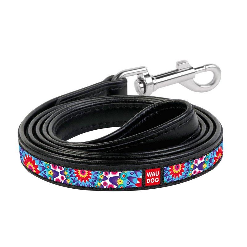 

Поводок WAUDOG Design Цветы кожа черный 37921 (4823089310015)