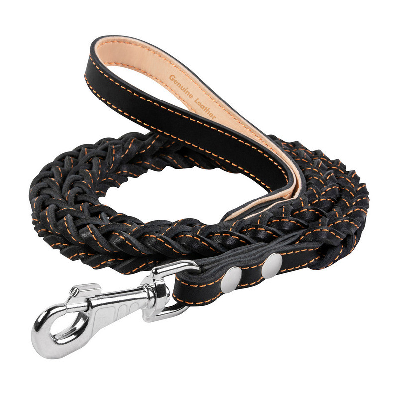 

Поводок CoLLaR кожа черный квадратное плетение с прошивкой 05411 (4820082492601)