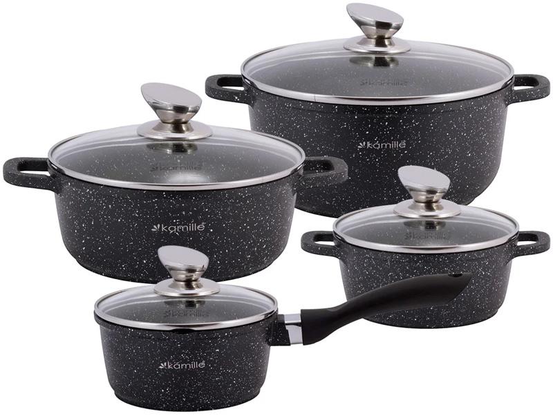 

Кухонный набор Landes Black 8 предметов +две прихватки Kamille DP73410