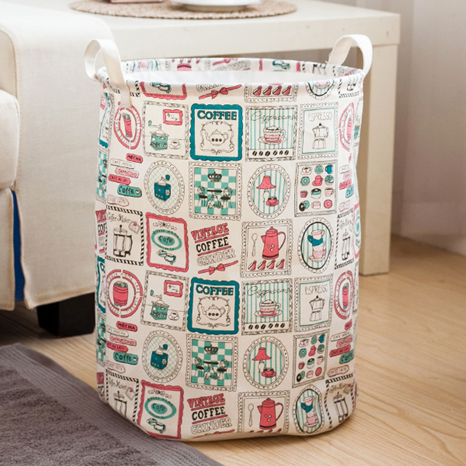 

Корзина для игрушек, белья, хранения на завязках Кофе Berni Home Белый (39685)